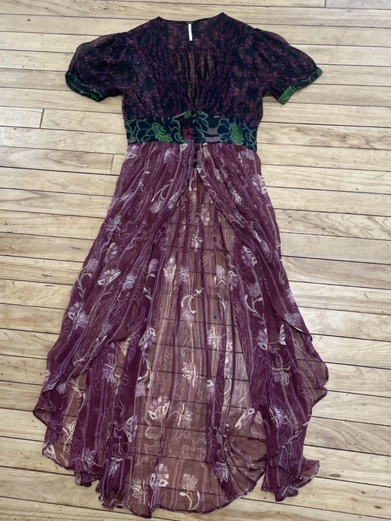 Free People Dresses & Skirts - Free People Daisy Fields Sheer Floral Maxi Tunic Dress Size XS
